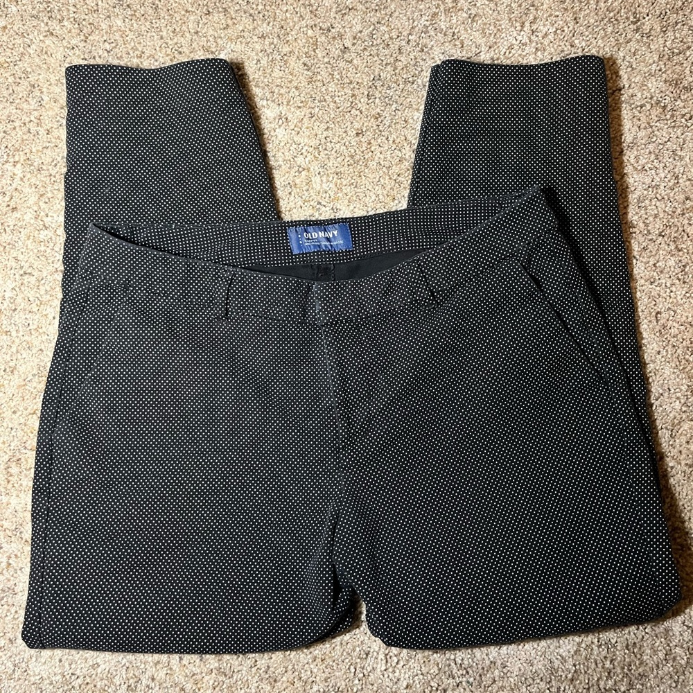 Old Navy Black PolkaDot Harper Pants, size 8